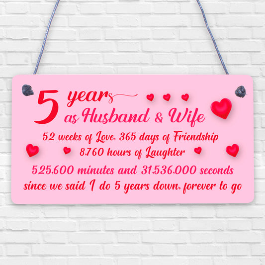 5th Wood Anniversary hanging plaque Plaque Five Year Anniversary Gift For Her Gift For Men