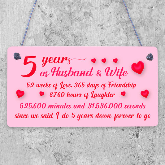 5th Wood Anniversary hanging plaque Plaque Five Year Anniversary Gift For Her Gift For Men