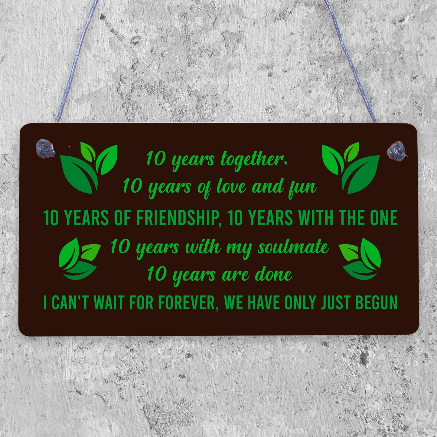 10 Year Anniversary Gift Boyfriend Girlfriend Him Her 10 Year Anniversary Plaque