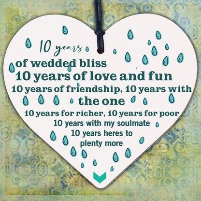 10th Wedding Anniversary 10 Year Tin Handmade Wooden Heart First Wedding Gifts