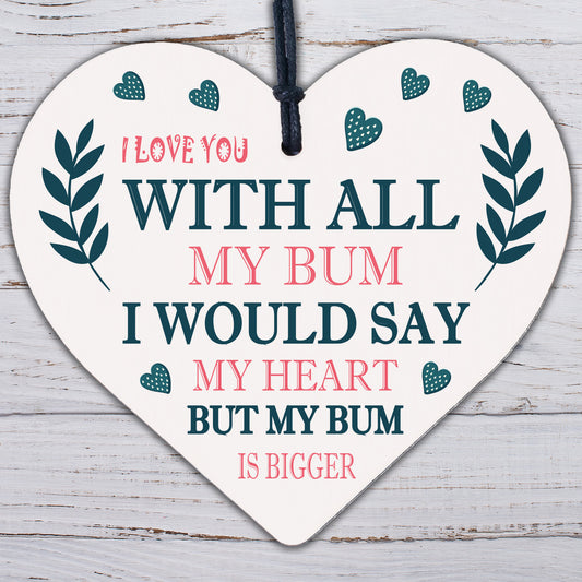 Love You Plaque Wood Heart Anniversary Christmas Gift For Husband