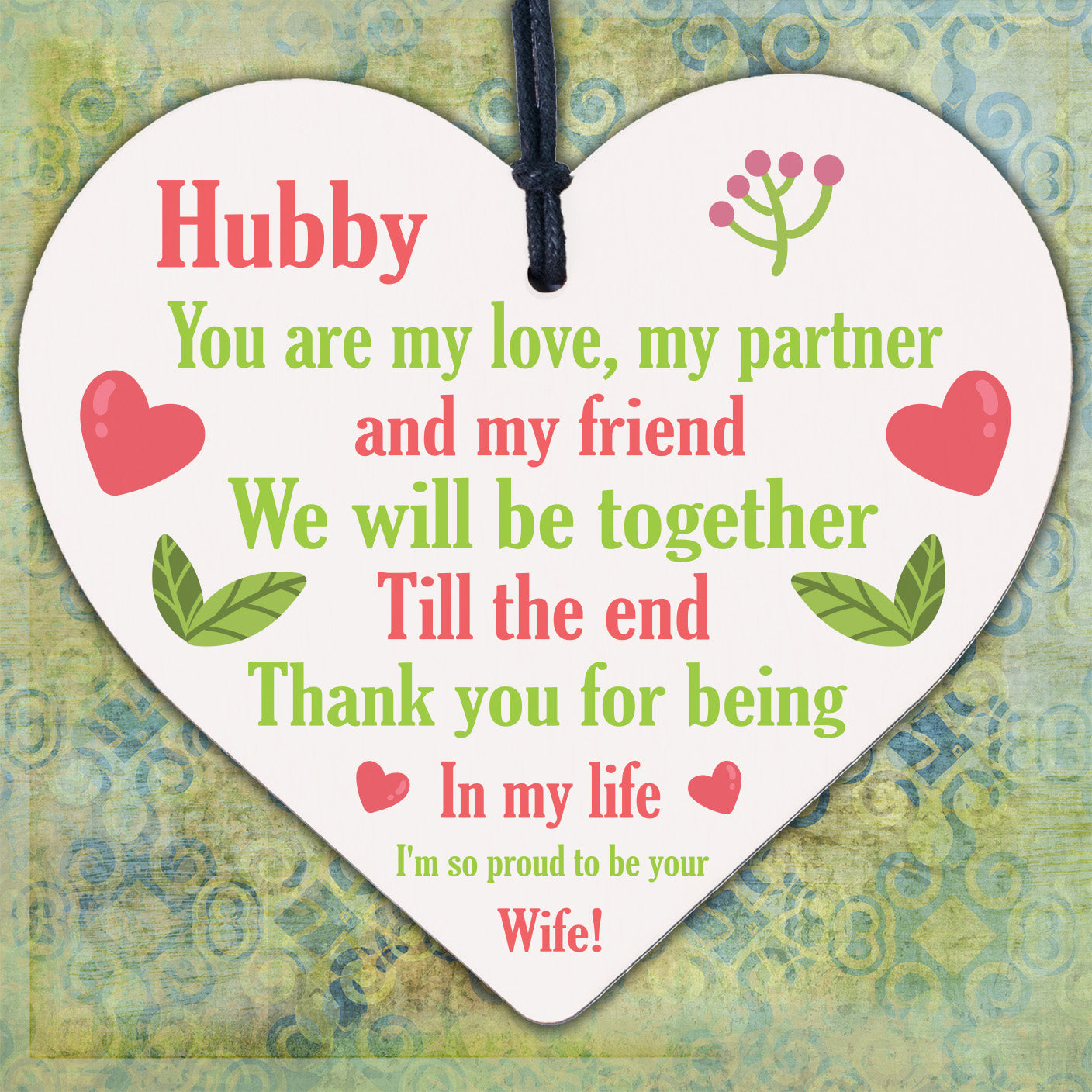 Husband Hubby Gift Novelty Wooden Heart Anniversary Birthday Gift For Him