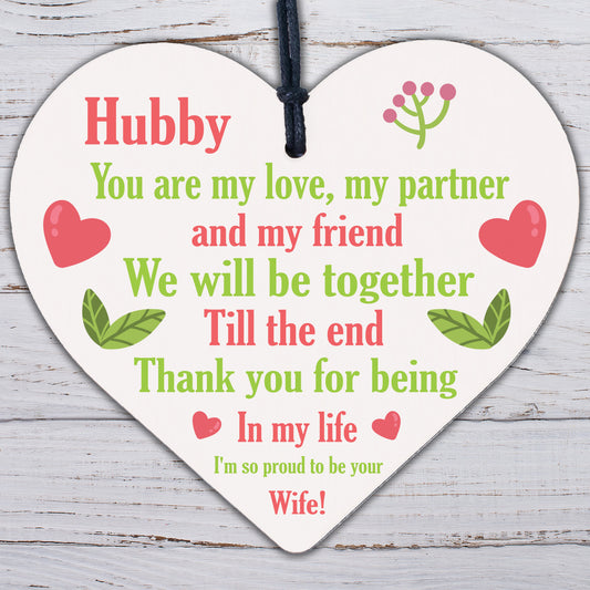 Husband Hubby Gift Novelty Wooden Heart Anniversary Birthday Gift For Him