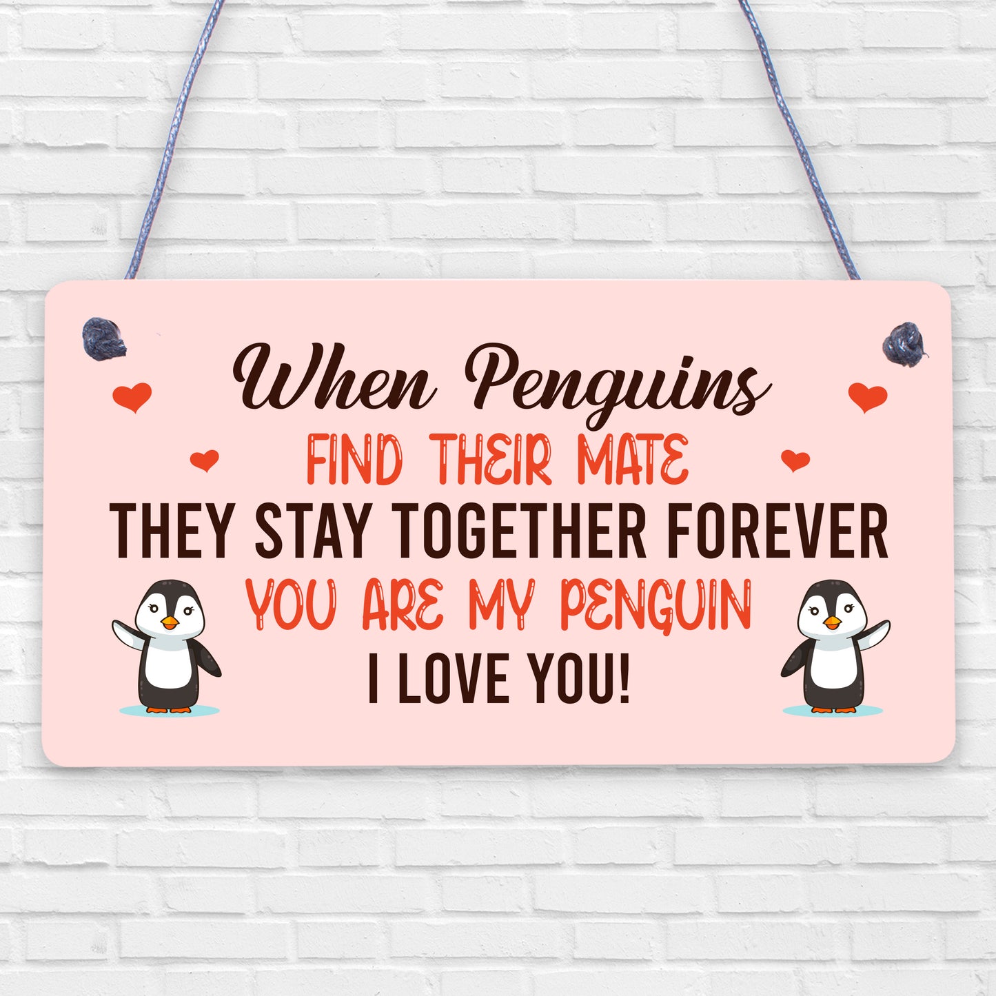 Anniversary hanging plaque For Him Her MY PENGUIN hanging plaque For Boyfriend Girfriend Husband