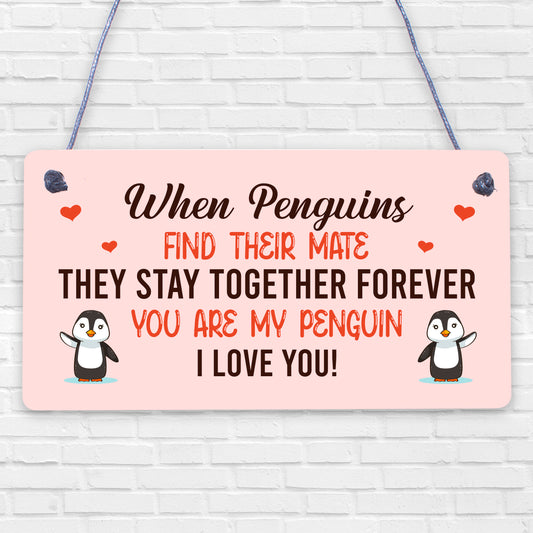 Anniversary hanging plaque For Him Her MY PENGUIN hanging plaque For Boyfriend Girfriend Husband