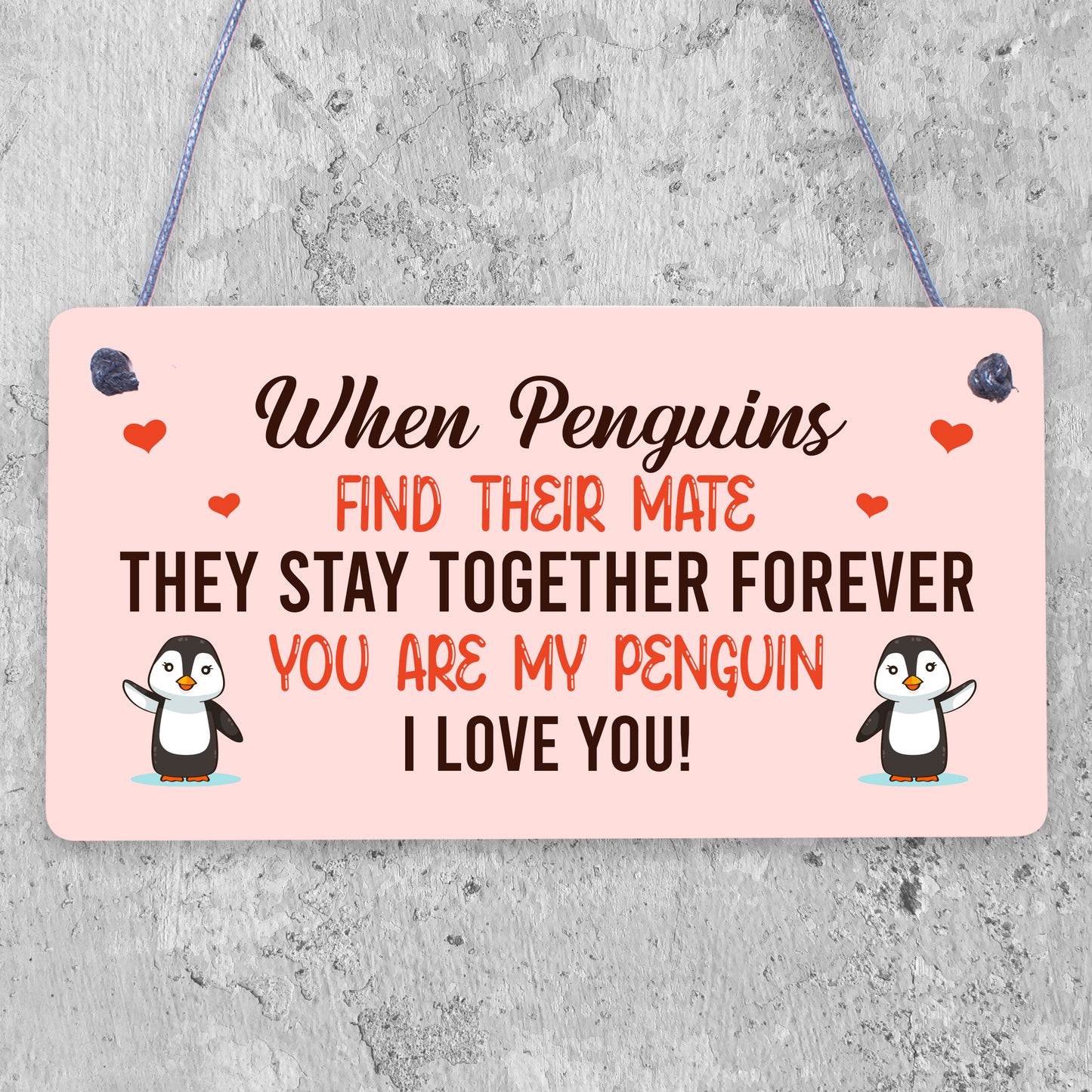 Anniversary hanging plaque For Him Her MY PENGUIN hanging plaque For Boyfriend Girfriend Husband