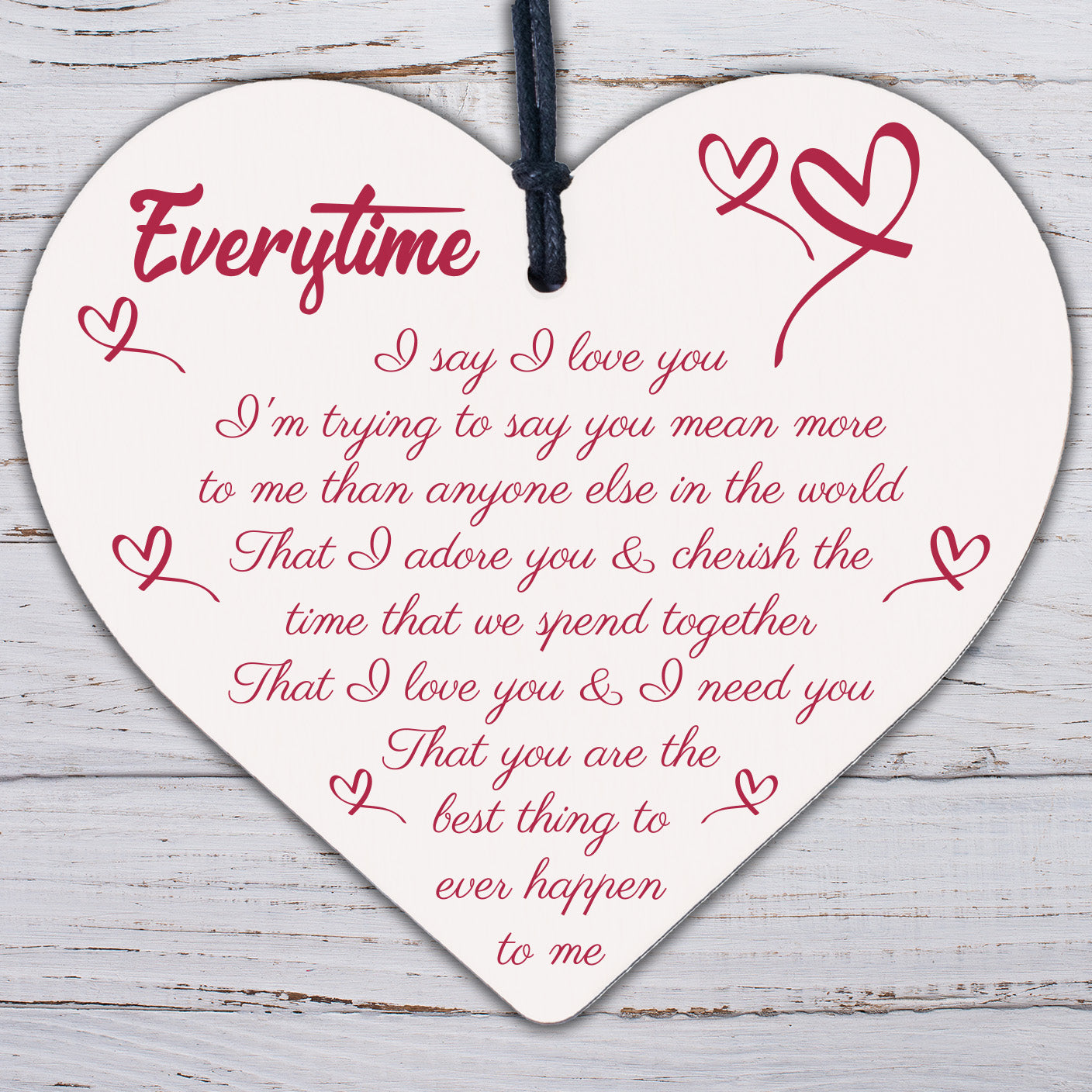 I Love You Plaque Wood Heart Special Anniversary Birthday Gift For Husband Wife