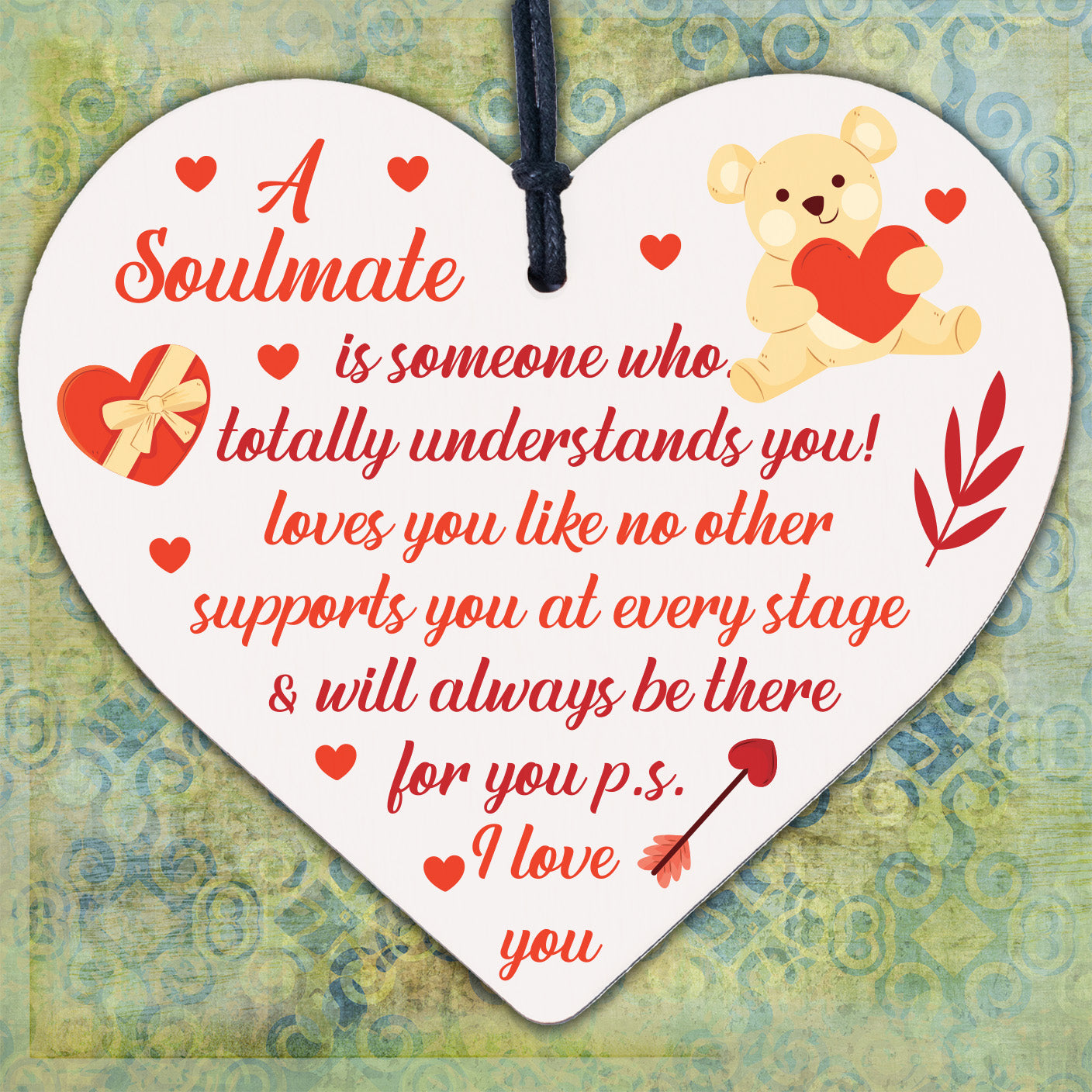 My Soulmate I Love You Wood Heart Plaque Anniversary Birthday Gifts For Him Her