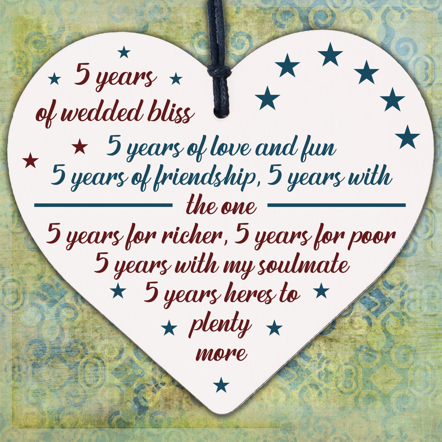 5th Wedding Anniversary 5 Year Wood Handmade Wooden Heart First Wedding Gifts