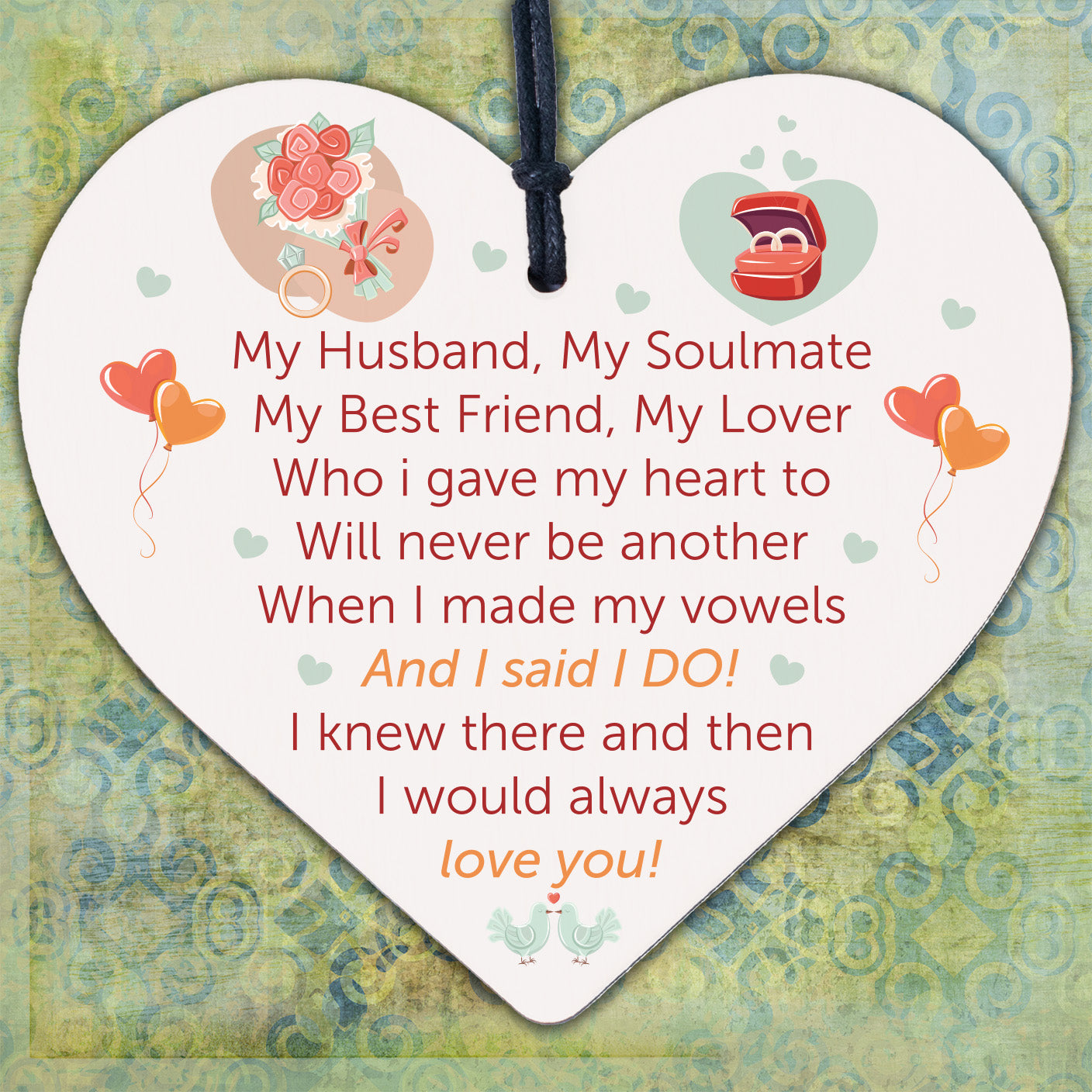 Handmade Gift For Husband Wooden Heart Anniversary Gift For Him Keepsake Gift