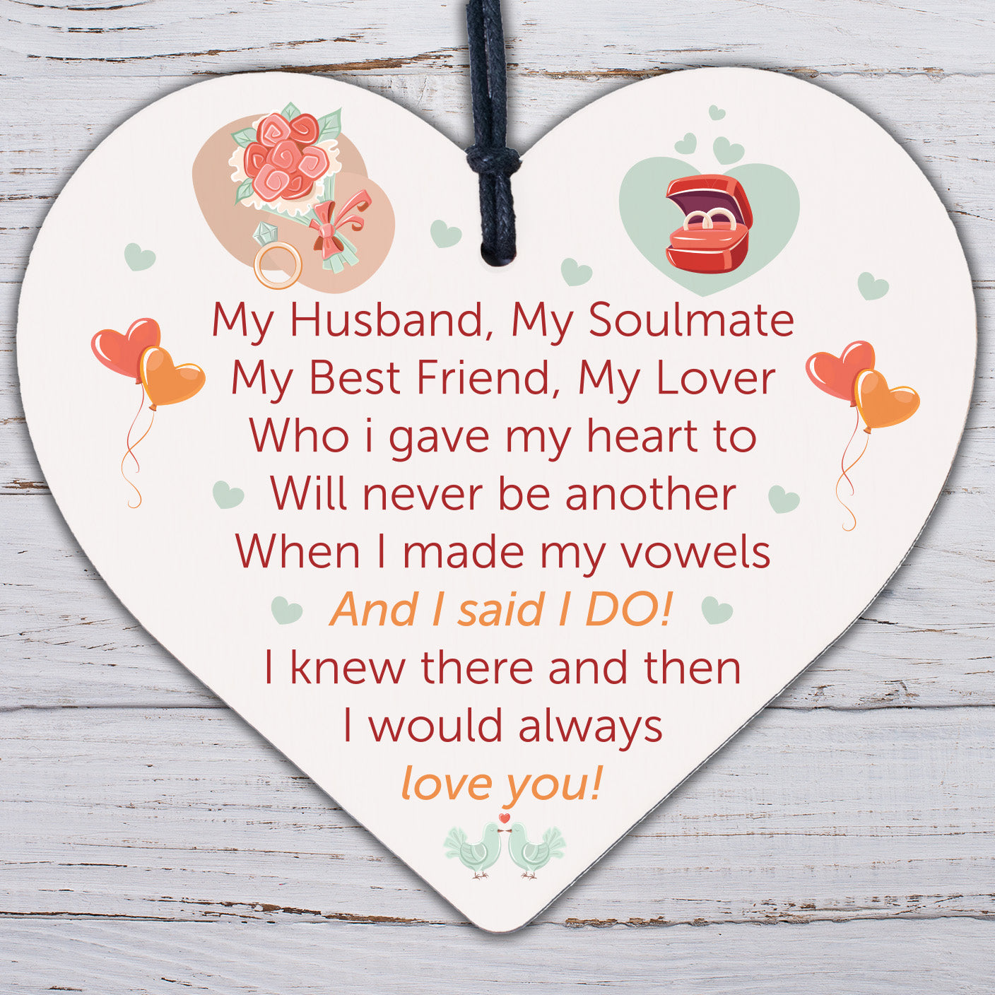 Handmade Gift For Husband Wooden Heart Anniversary Gift For Him Keepsake Gift