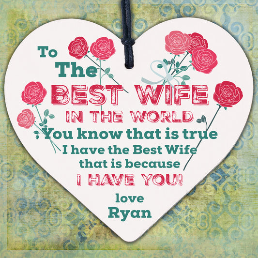 Best Wife Gift Wooden Heart Wife Birthday Christmas Anniversary Gift For Her