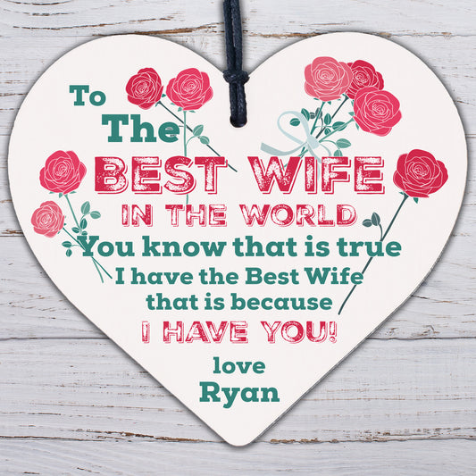 Best Wife Gift Wooden Heart Wife Birthday Christmas Anniversary Gift For Her