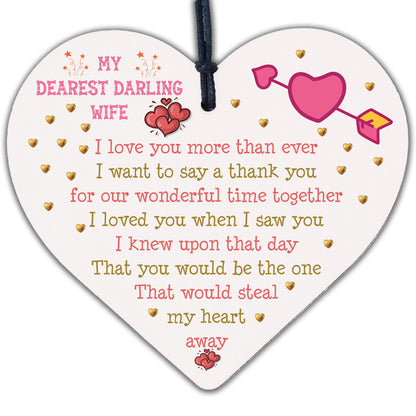 Wedding Anniversary Gift Wooden Heart Husband Wife Gift For Her Women Thank You