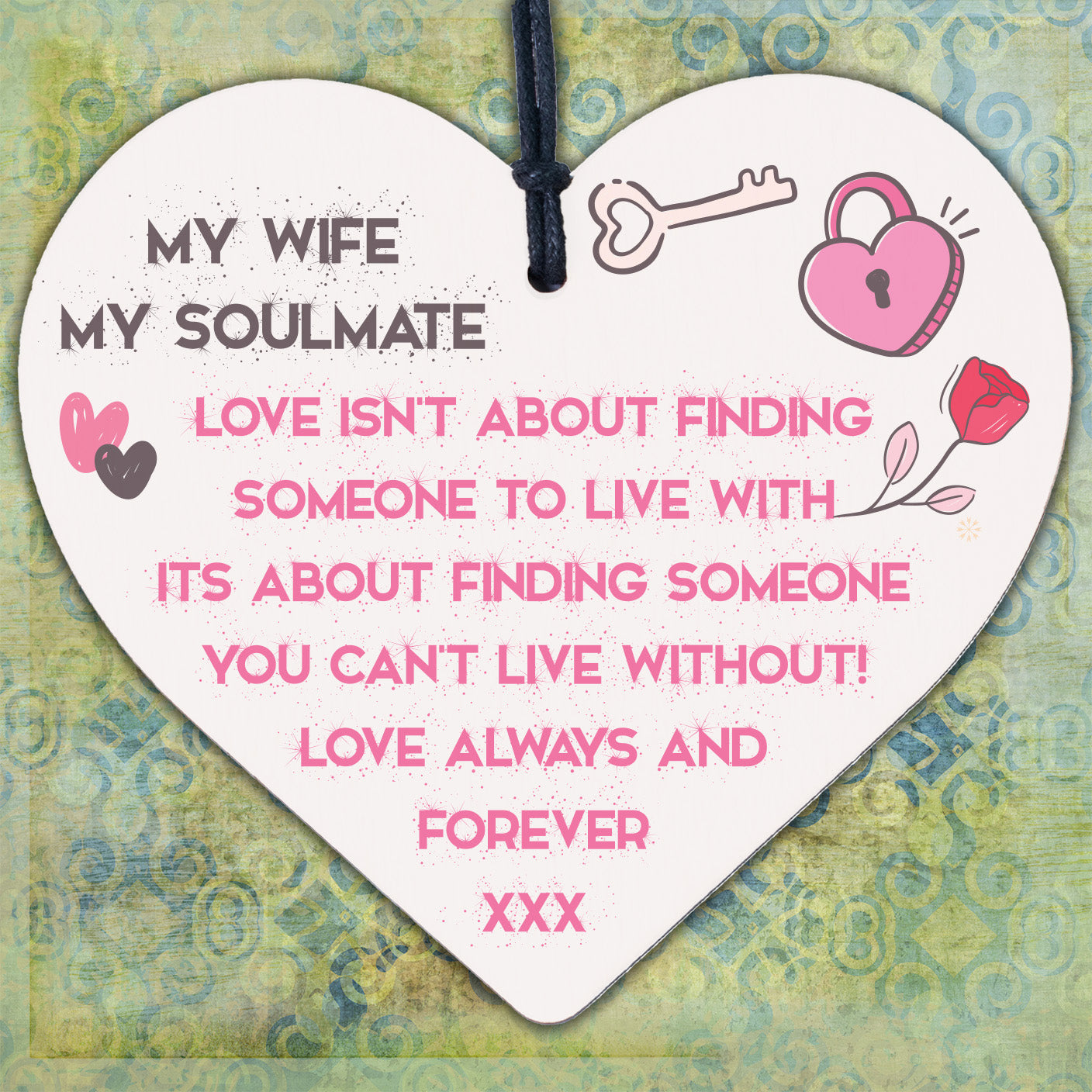 Soulmate Gift For Wife Wood Heart Anniversary Gift For Wife Love Gift For Her