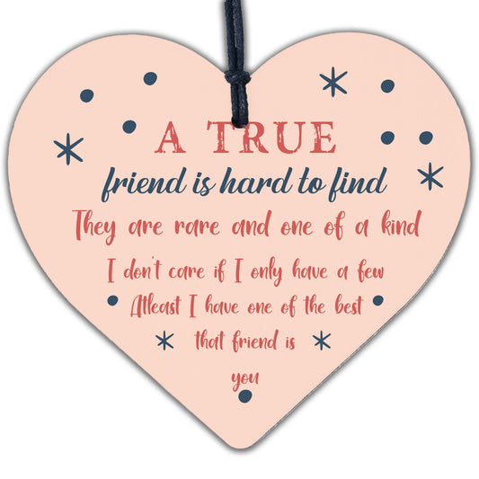 True Friend Friendship Sign Best Friend Plaque Gift Chic Wood Heart Thank You