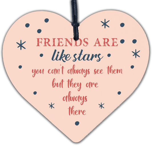 Best Friends Are Like Stars Friendship Sign Wood Heart Plaque Gift Thank You