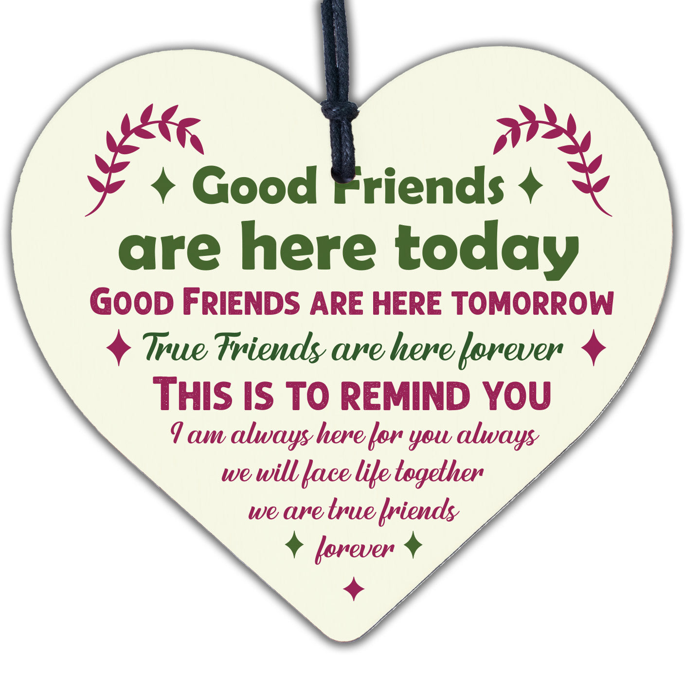 True Friends Friendship Sign Best Friend Plaque Gift Chic Wood Heart Thank You