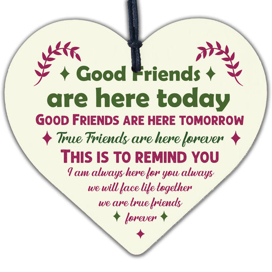 True Friends Friendship Sign Best Friend Plaque Gift Chic Wood Heart Thank You