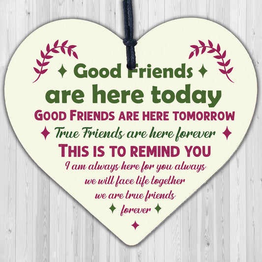 True Friends Friendship Sign Best Friend Plaque Gift Chic Wood Heart Thank You