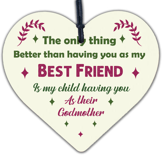 Best Friend Godmother Gifts Wooden Heart Plaque Thank You Friendship Keepsake