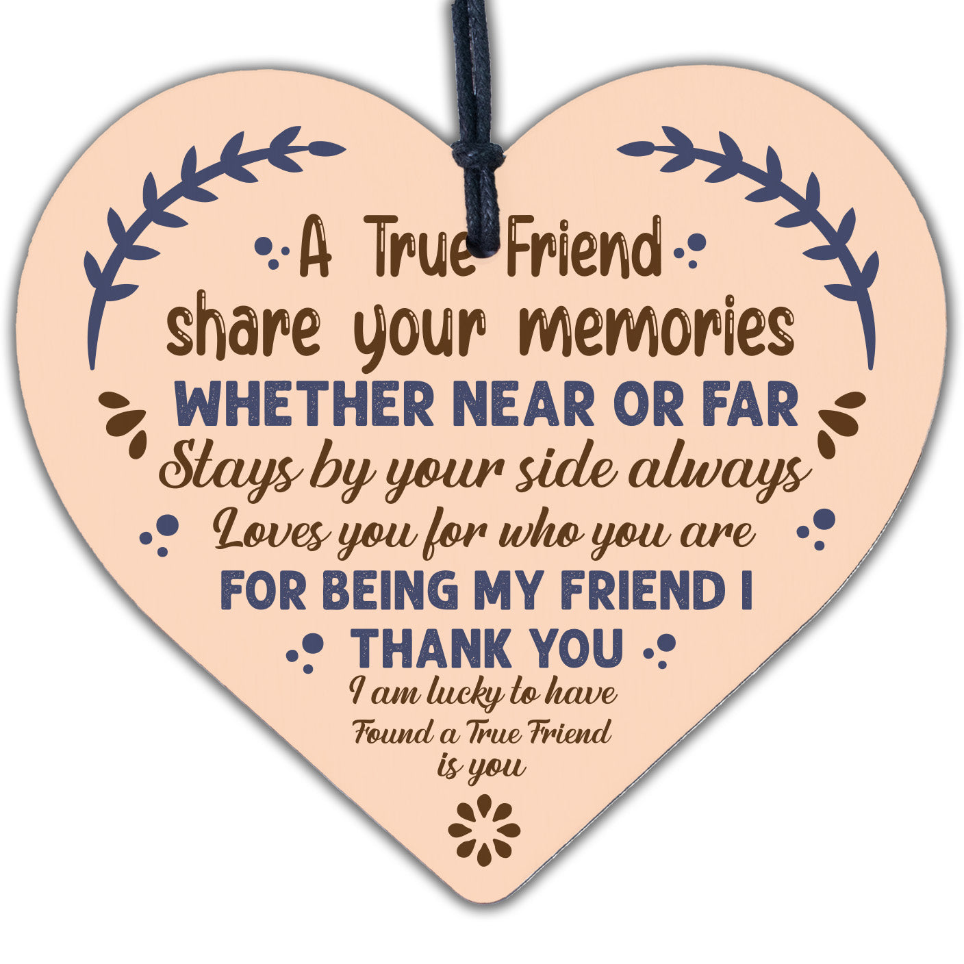 Friendship Gift Handmade Wooden Heart Plaque Best Friend Sign Birthday Thank You