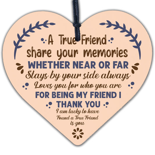 Friendship Gift Handmade Wooden Heart Plaque Best Friend Sign Birthday Thank You