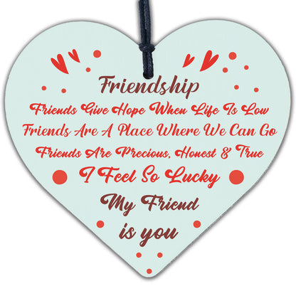 I'm Lucky My Friend Is You Wooden Hanging Heart Friendship Gift Best Friends