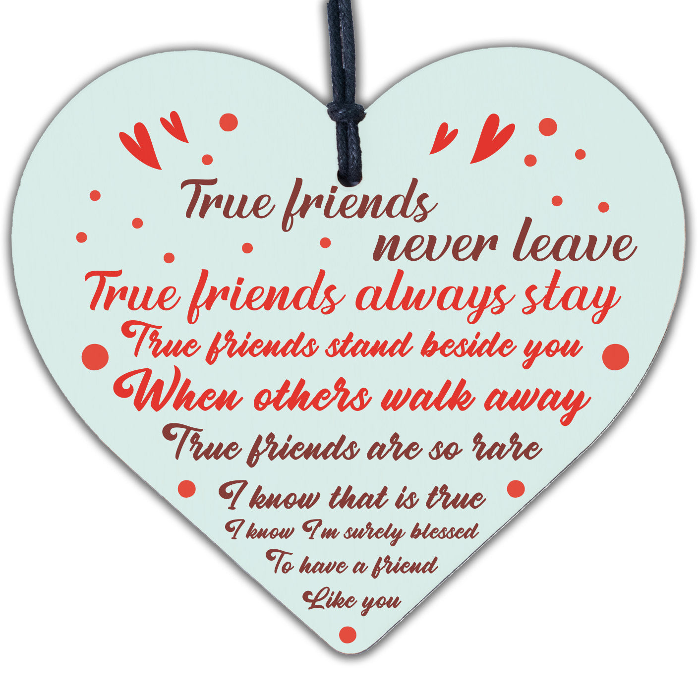 True Friends Best Friend Friendship Sign Wooden Heart Plaque Birthday Thank You