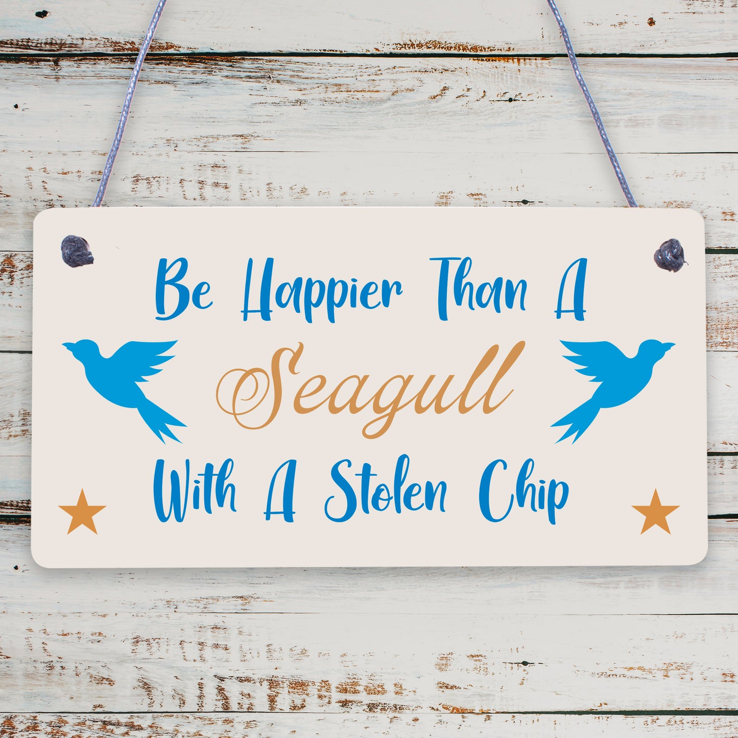 Happier Seagull Funny Inspiring Friendship Gift Hanging Plaque Best Friend Sign