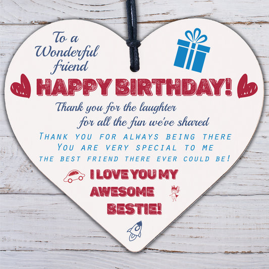 Friendship Best Friend Plaque Happy Birthday Heart Gift Mum Colleague Thank You