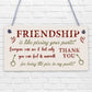 Friendship Sign Best Friend Plaque Gift Shabby Chic Heart &amp; Thank You - READ ME