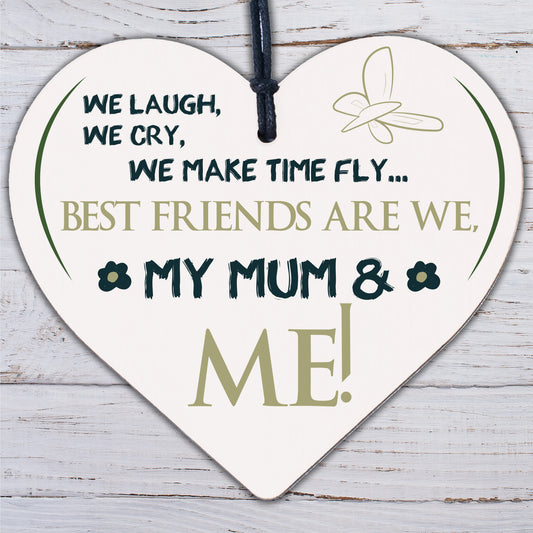 Best Friends My Mum & Me Wooden Hanging Heart Plaque Mothers Love Plaque Gift