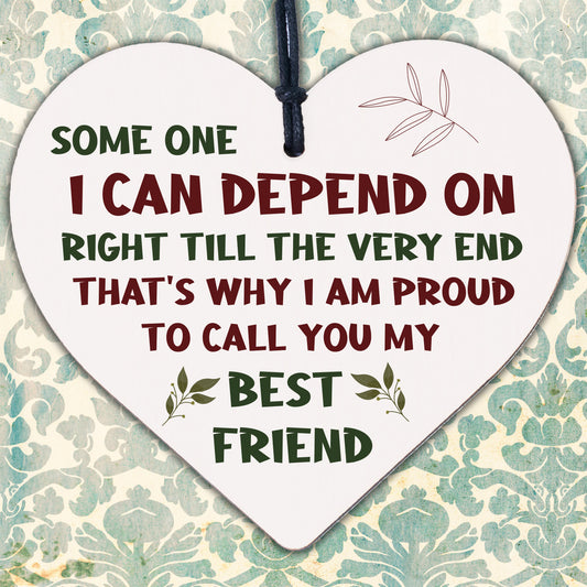 My Best Friend Sentimental Friendship Plaque Gift Wood Hanging Heart Thank You