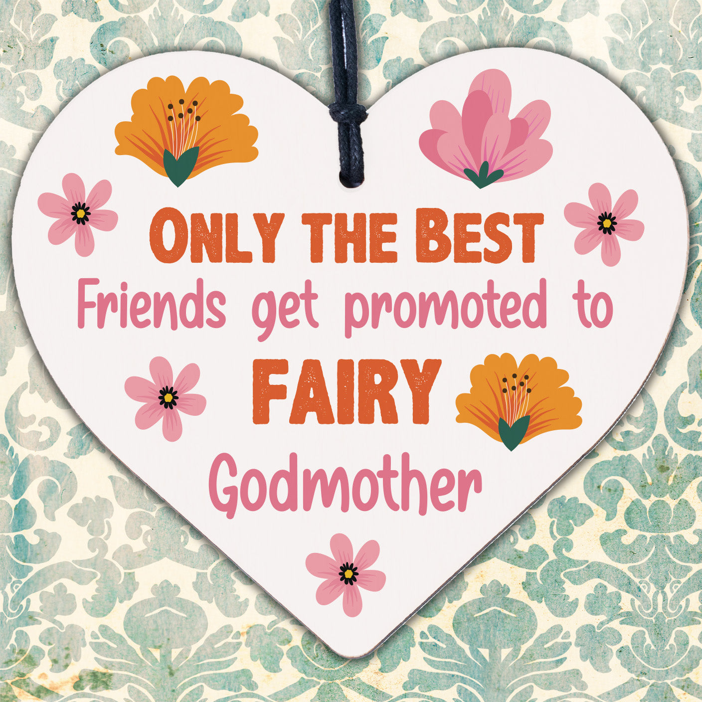 Best Friends Godmother Gift Christening Wooden Heart Plaque Thank You Gift