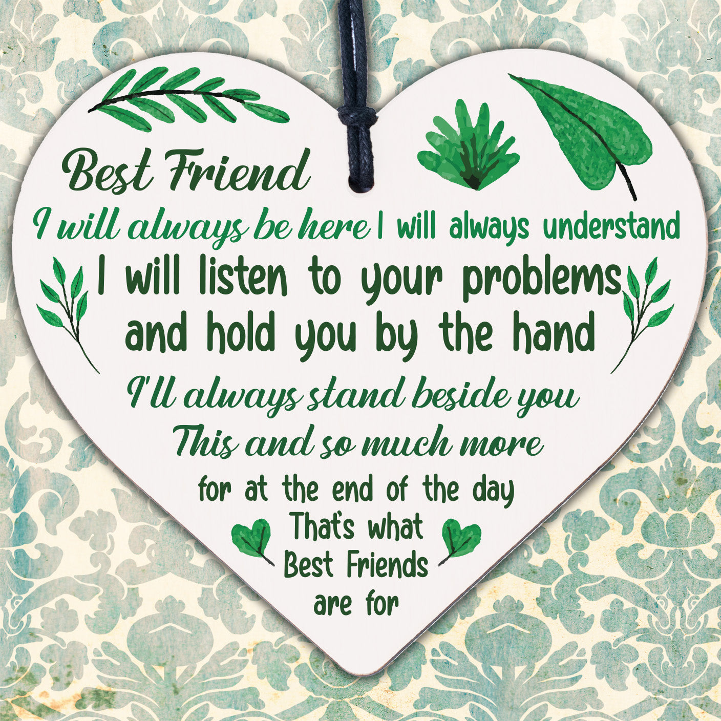 Best Friend Gift Friendship Plaque Wooden Heart Birthday Thank you Keepsake Poem