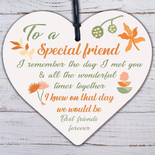 Best Friend Friendship Sign Women Birthday Plaque Chic Wood Heart Thank You Gift