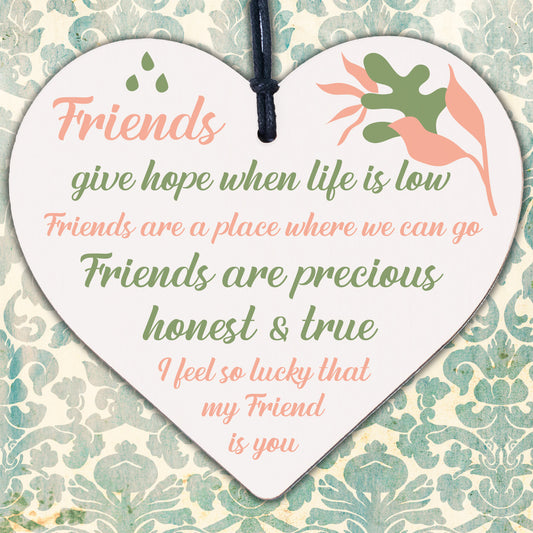 Friendship Sign Handmade Wooden Heart Sign Best Friend Gift Thank You Birthday