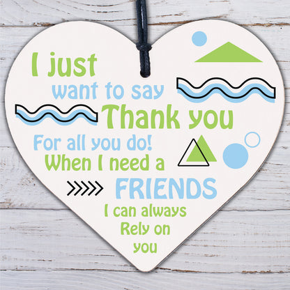 Best Friend Friendship Thank You Love Gifts Wooden Hanging Heart Sign Plaque