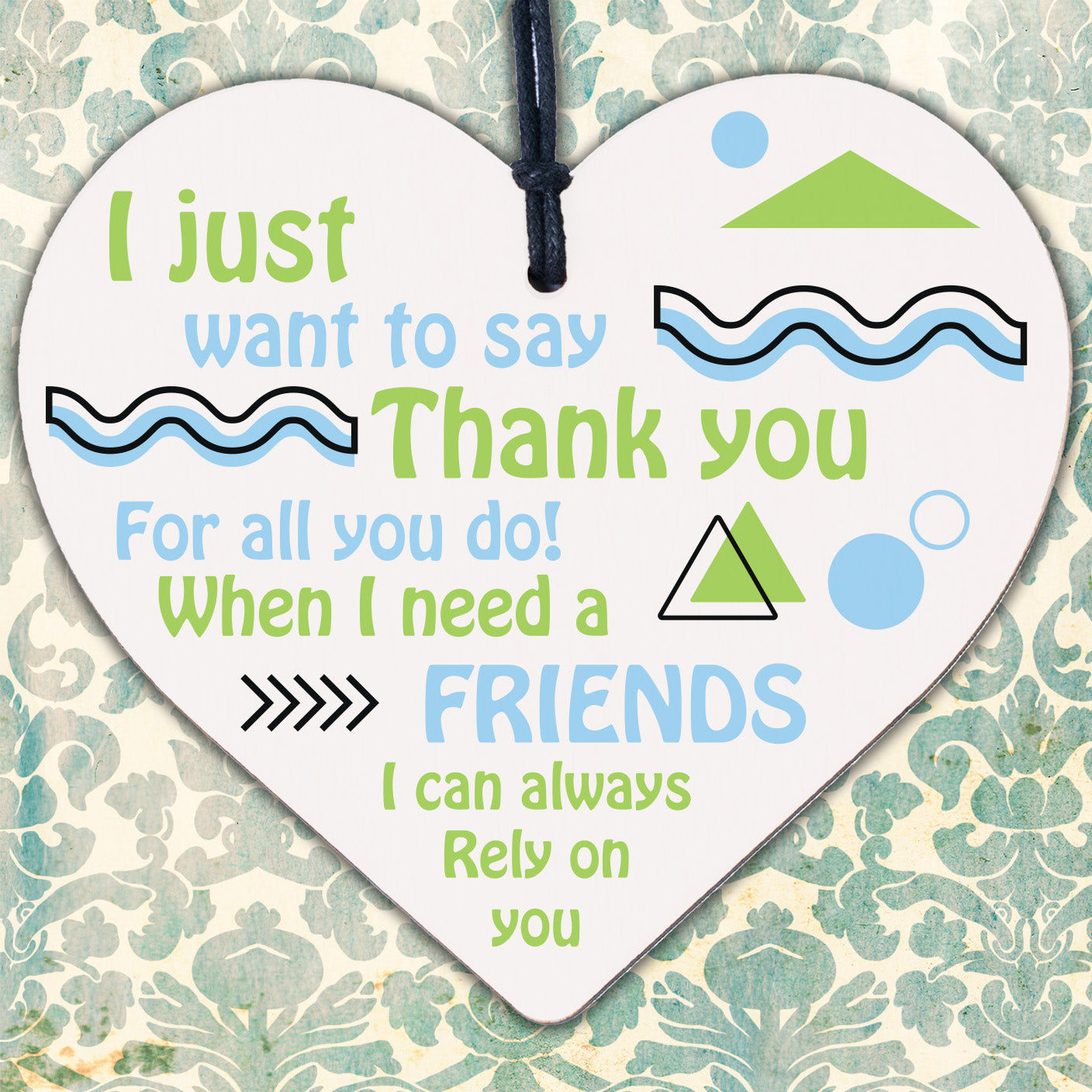 Best Friend Friendship Thank You Love Gifts Wooden Hanging Heart Sign Plaque