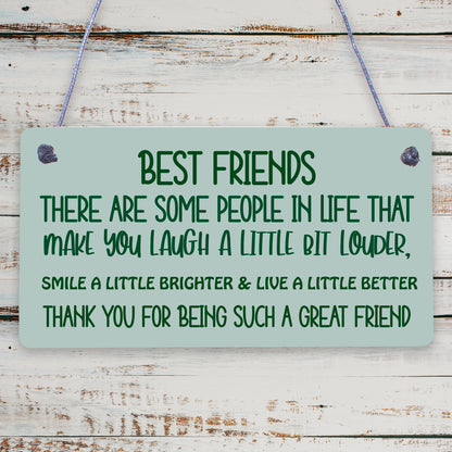 Friendship Sign Best Friend Plaque Gift Shabby Chic Flowers Thank You - READ ME