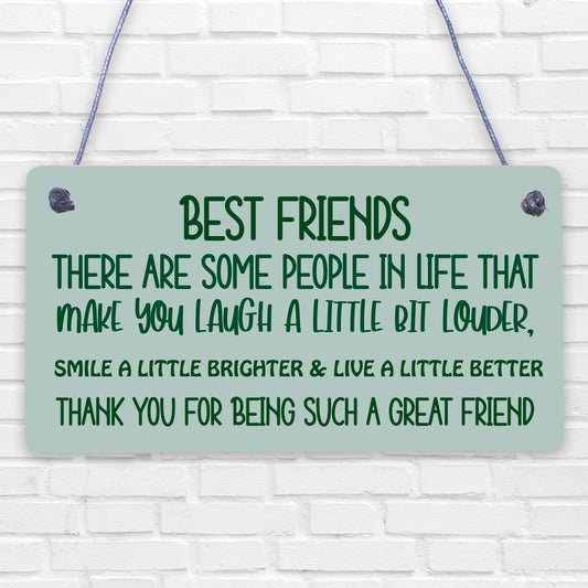 Friendship Sign Best Friend Plaque Gift Shabby Chic Flowers Thank You - READ ME