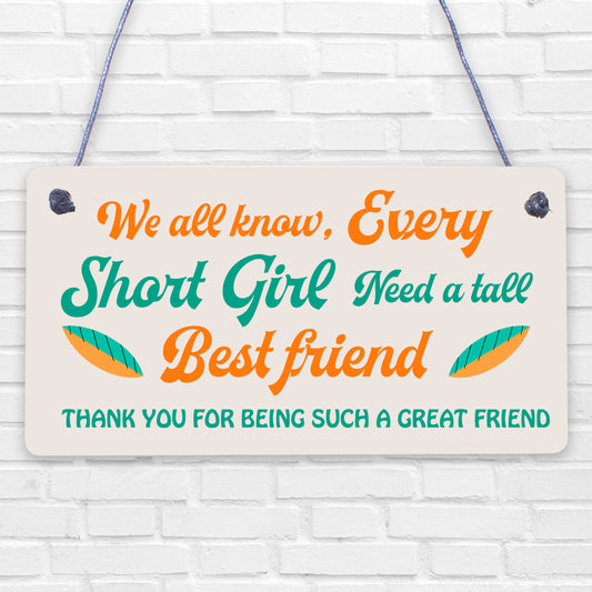 Every Short Girl Needs a Tall Best Friend Hanging Sign Gift Birthday THANK YOU