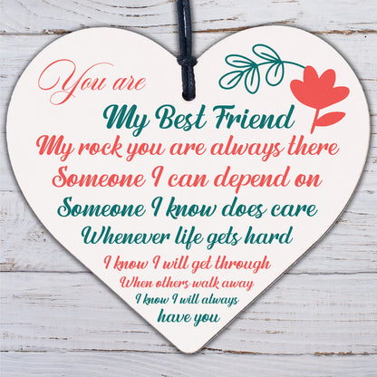 Best Friend Friends Plaque Wooden Heart Birthday Thank You Mum Daughter Nan Gift