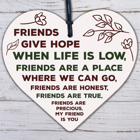 Friendship Sign Best Friend Plaque Gift Shabby Chic Hanging Heart