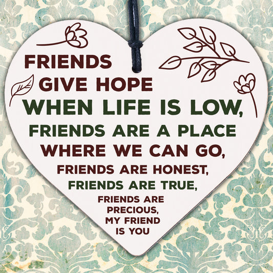 Friendship Sign Best Friend Plaque Gift Shabby Chic Hanging Heart