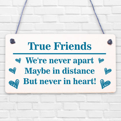 True Friends Never Apart Cute Wooden Hanging Plaque Gift Best Friends Love Sign