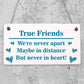True Friends Never Apart Cute Wooden Hanging Plaque Gift Best Friends Love Sign