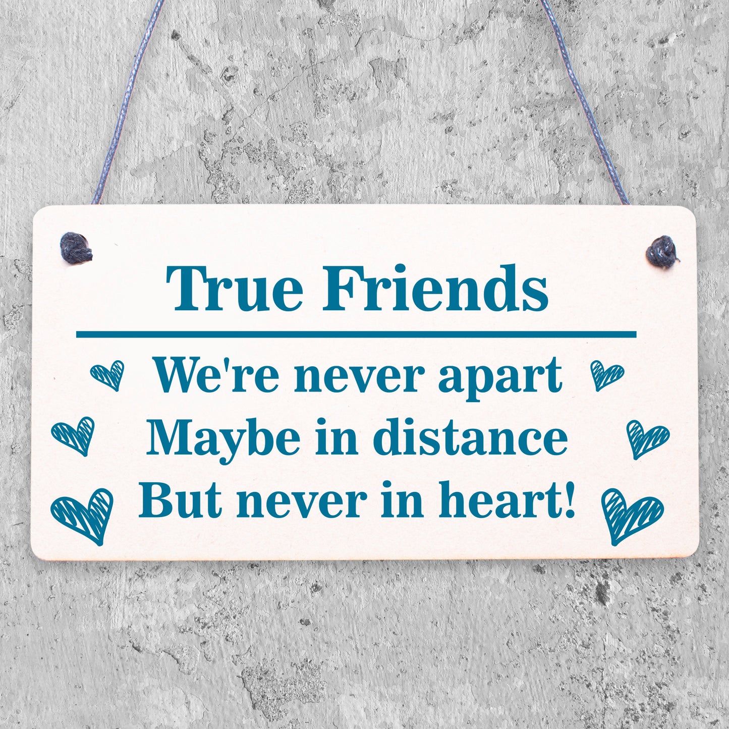 True Friends Never Apart Cute Wooden Hanging Plaque Gift Best Friends Love Sign