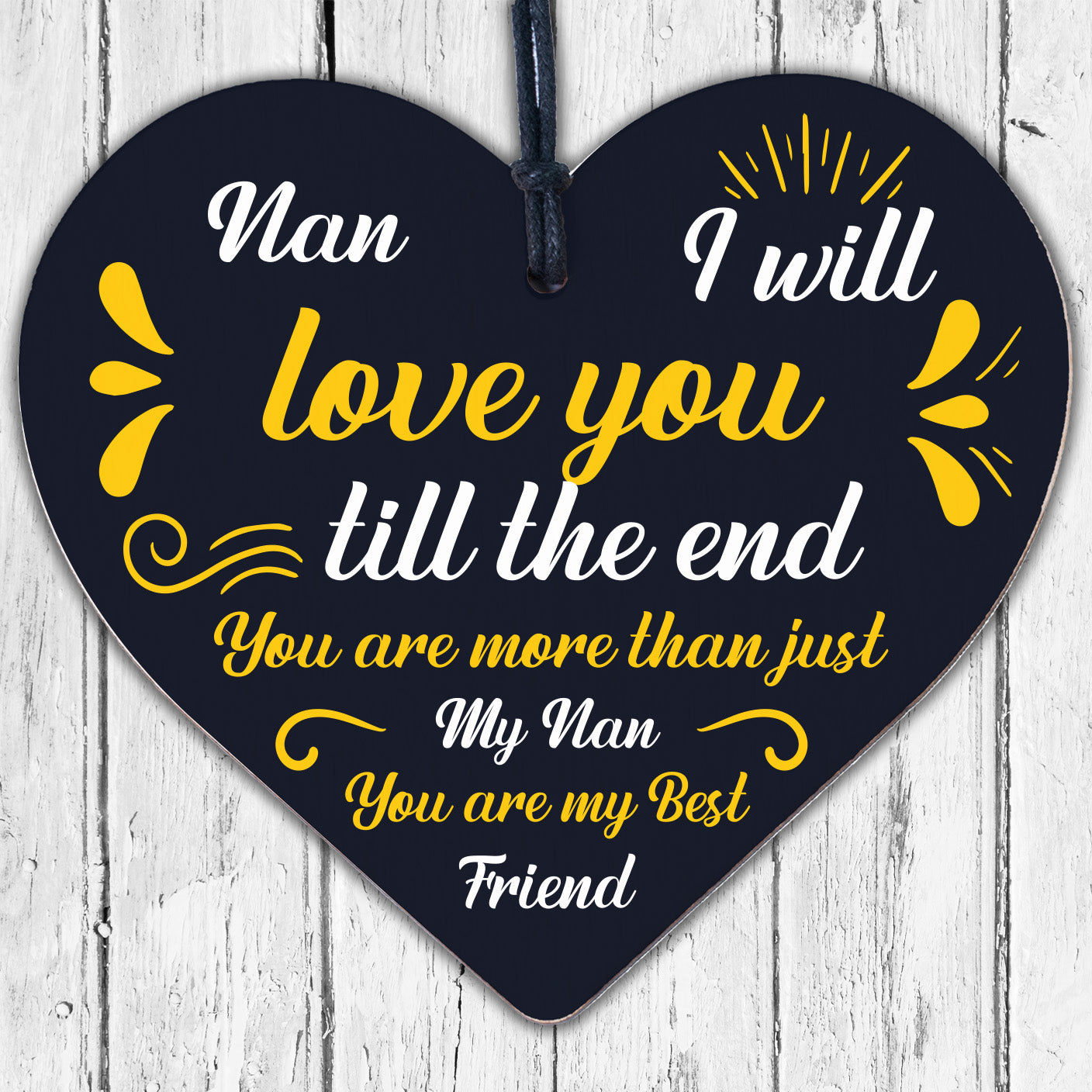 Nan Best Friend Gift Wooden Heart Birthday Mothers Day Gift For Nan